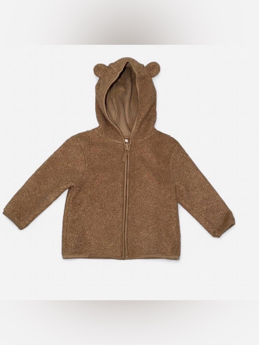 Cozy Teddy Hooded Zip Jacket - Brown